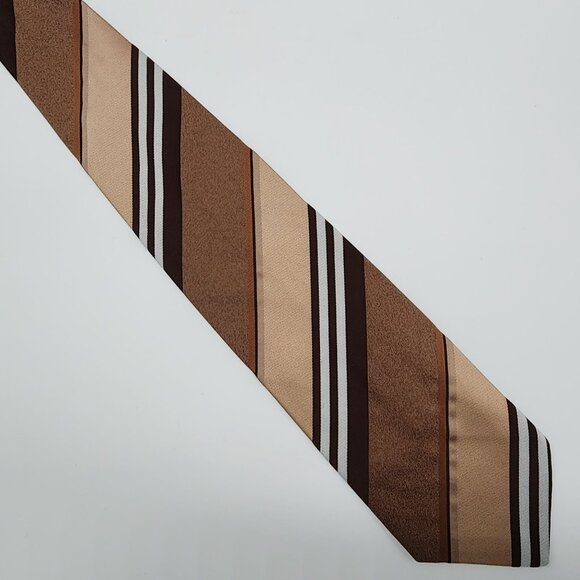 1970s Necktie Belvedere Wiener Creation Stripe Brown White Austria 4" W 52.5" L - Picture 3 of 5